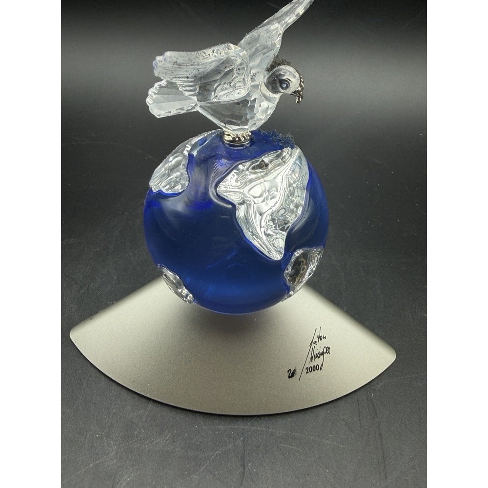 Swarovski Crystal Planet Globe & Dove Millennium 2000W/Box 4 3/4" Tall
